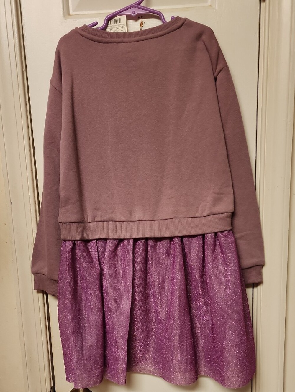 Sparkle Unicorn Vibes Girls Dress - Dusty Mauve & Shimmery Purple - Picture 2 of 2